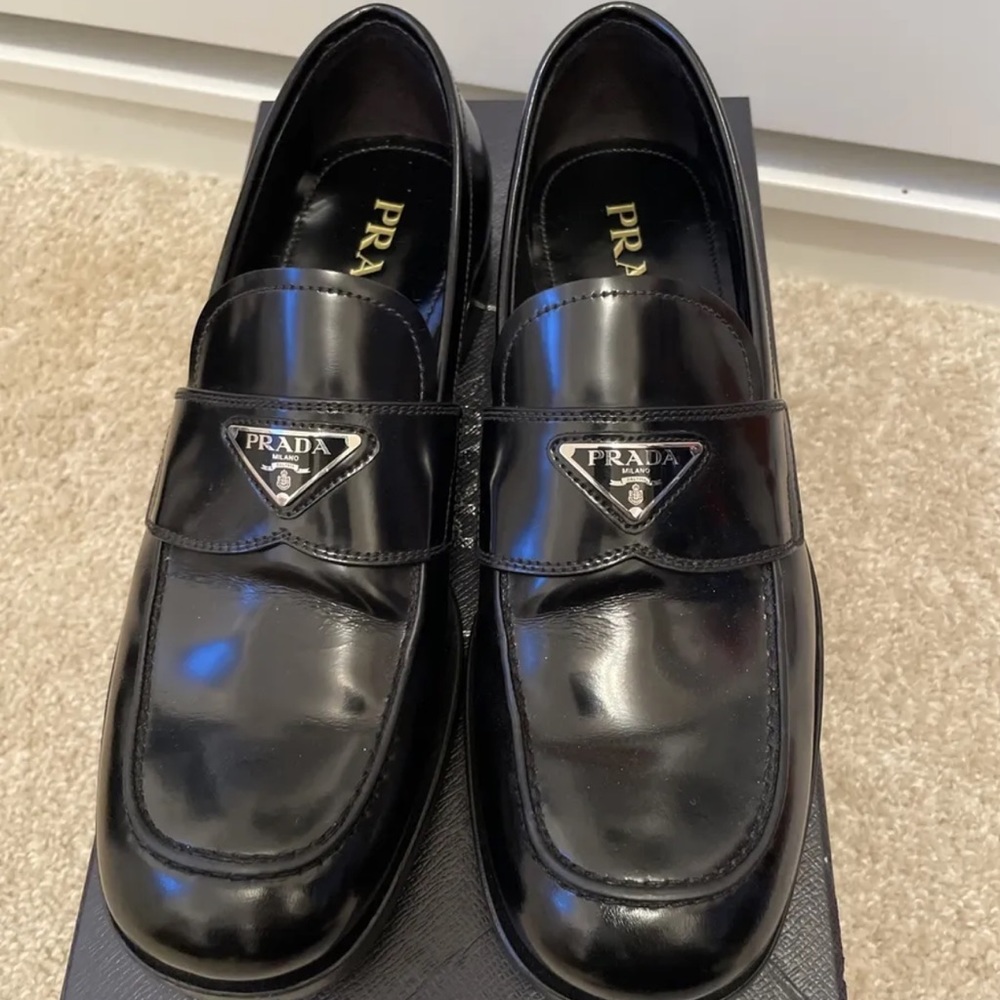 Prada Triangle Logo Loafers